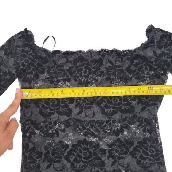 GUESS Black Lace Cold Shoulder top - Picture 7 of 8